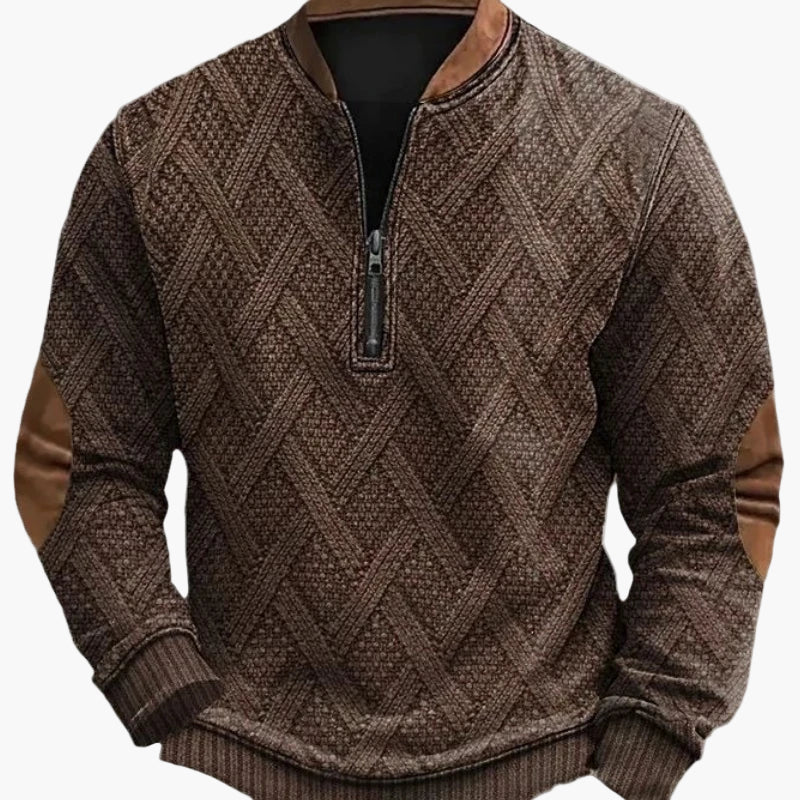 Herr Halvzip Tröja – Varm Stickad Sweatshirt för Höst/Vinter – Modern och Bekväm