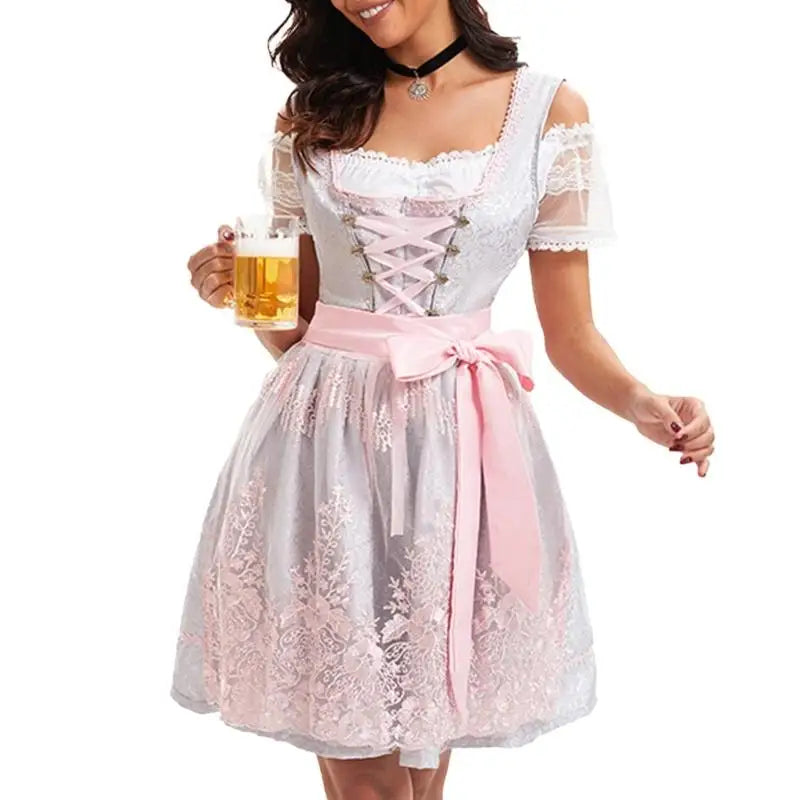 39BB Bierkostüm, Dirndl, Kleider, Bluse, Schürze, deutsches bayerisches Oktoberfest-Kostüm-Set