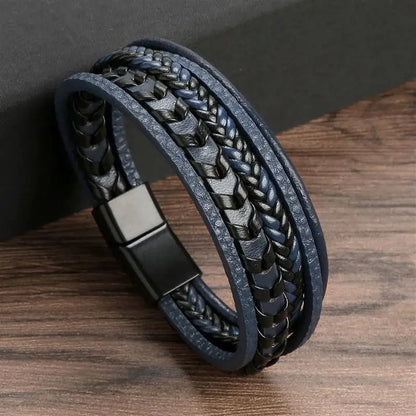 Herrarmband i flätad konstläderstil med graveringsbar detalj – Trendigt accessoar för vardag och fest