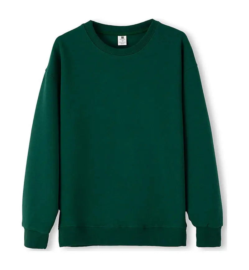Enkel enfärgad sweatshirt med rund hals och lång ärm