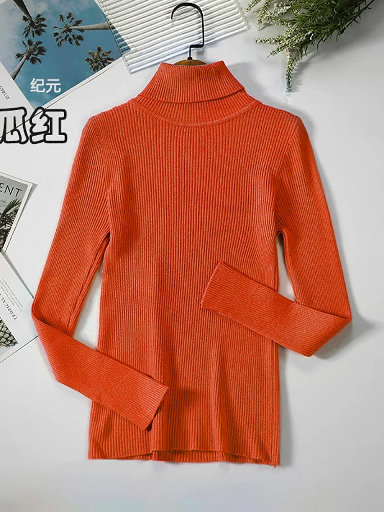 Ribbstickad Polotröja för Dam i Flerfärgad Stretchig Design