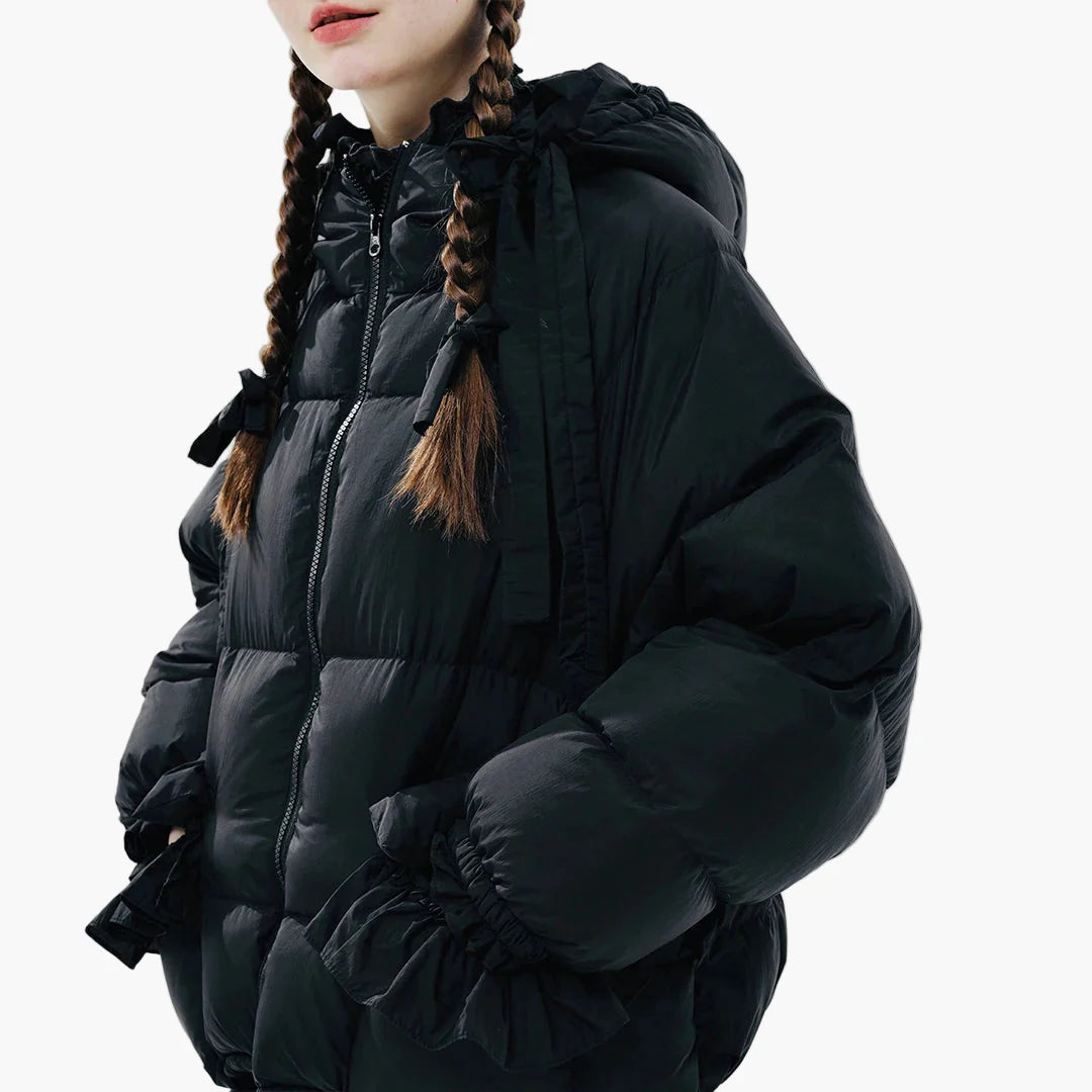 Damjacka Vintage Stil Vadderad Puffjacka för Höst och Vinter – Trendig och Ledig