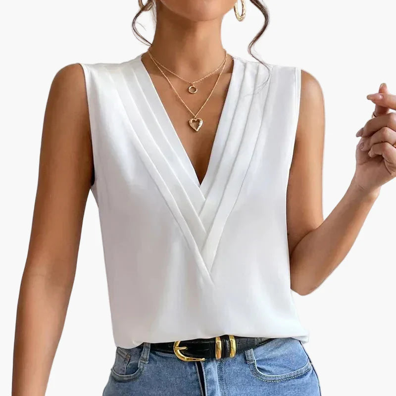 Dam Elegant Ärmlös Blus för Kontor och Fritid
