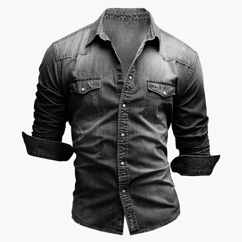 Herr Skjorta Slim Fit Denimstil – Modern Casual Look för Vardagsbruk