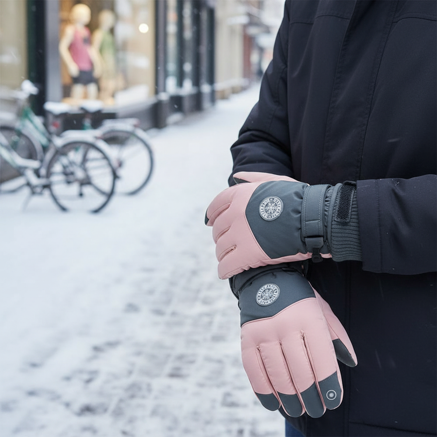 Vinterhandskar med Justerbar Rem och Stickad Mudd