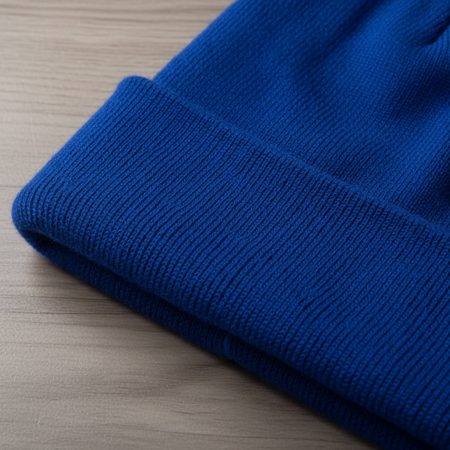 Mjuk Ribbad Mössa med Uppvik – Varm Stickad Beanie för Höst & Vinter