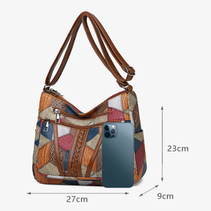 Damväska Crossbody Patchwork Retro Axelremsväska för Vardag och Fritid
