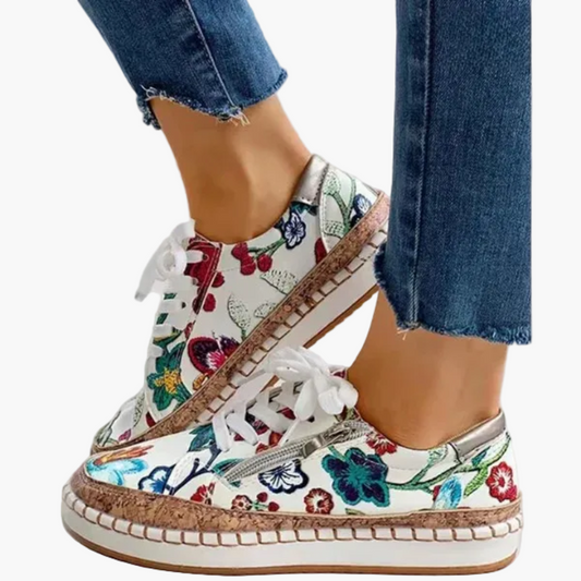 Dam Sneakers för kvinnor – Blommiga bekväma sneakers för vardag och promenad