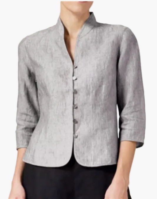 Dam Blus Kavajstil Ståkrage Elegant Vardags- och Kontorsbruk