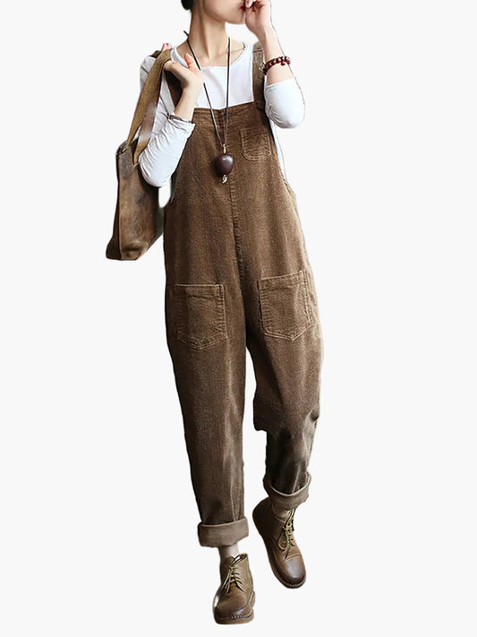 Damers Retro Lösa Hängselbyxor Jumpsuit för Vardag och Fritid