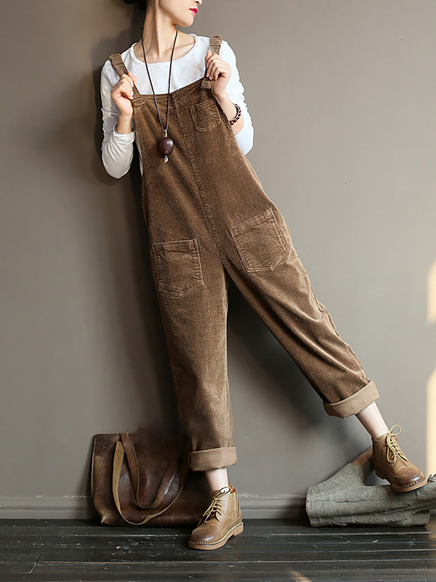 Damers Retro Lösa Hängselbyxor Jumpsuit för Vardag och Fritid