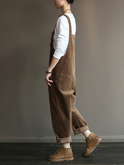 Damers Retro Lösa Hängselbyxor Jumpsuit för Vardag och Fritid
