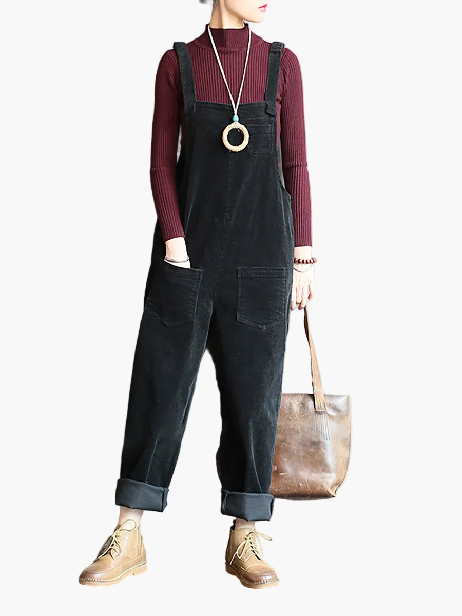 Damers Retro Lösa Hängselbyxor Jumpsuit för Vardag och Fritid