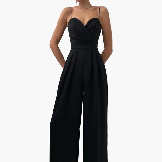 Damernas eleganta jumpsuit med vida ben och smala axelband – perfekt för fest och vardag