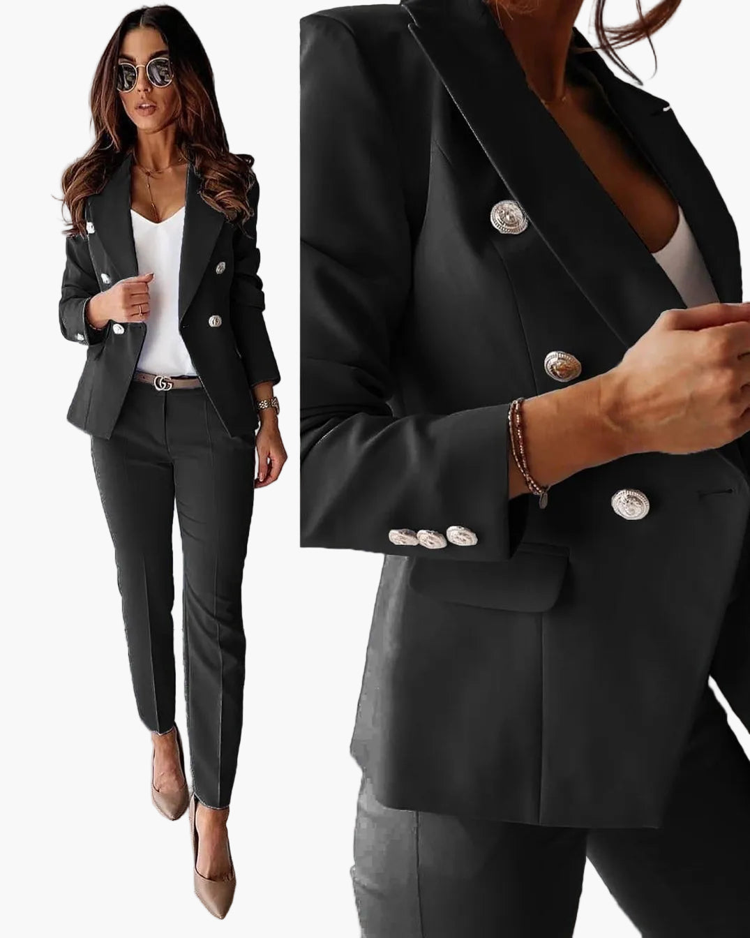 Kvinnors eleganta kostymset – Blazer och byxor för kontor och affärsmöten
