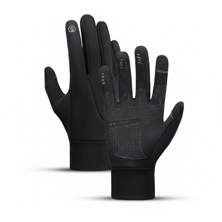 Unisex Touchskärmshandskar med Grip och Ribbad Mudd Svart