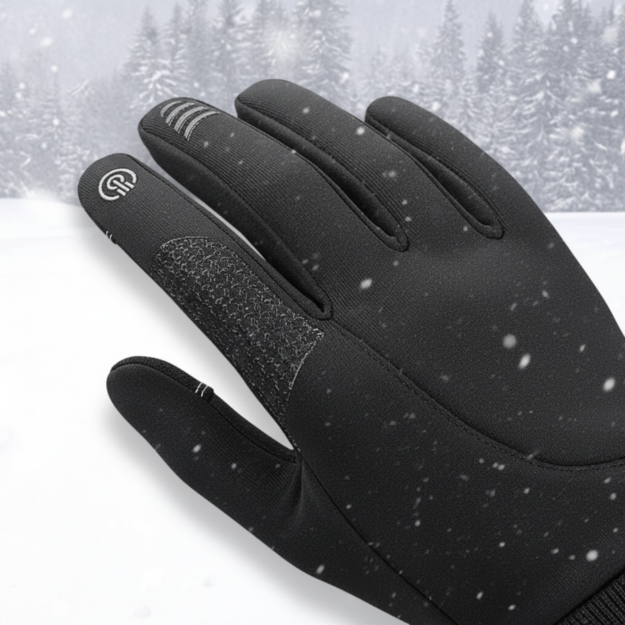 Unisex Touchskärmshandskar med Grip och Ribbad Mudd Svart