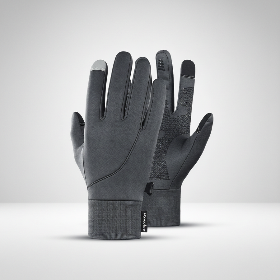 Unisex Touchskärmshandskar med Grip och Ribbad Mudd Svart