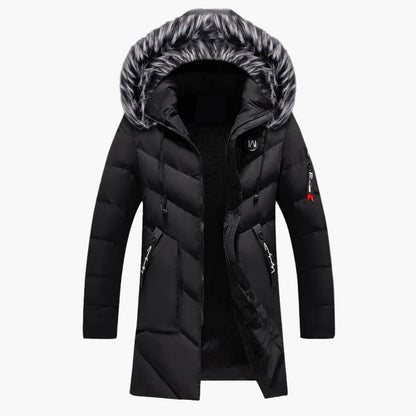 Herr Vinterparkas – Lång, Varm Jacka med Huva och Modern Urban Stil
