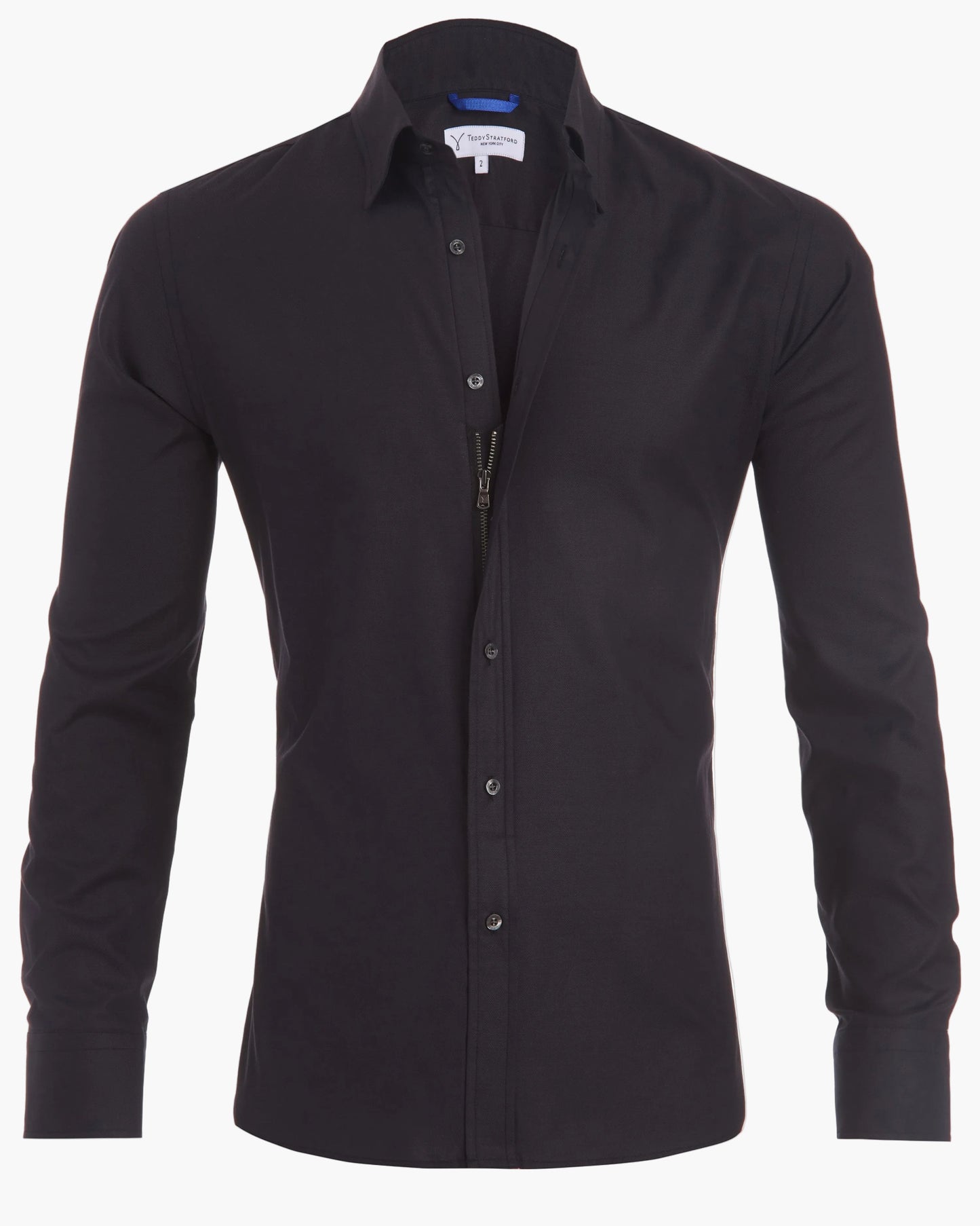 Herrskjorta Slim Fit med Dold Dragkedja – Modern och Elegant Skjortstil för Män