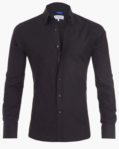 Herrskjorta Slim Fit med Dold Dragkedja – Modern och Elegant Skjortstil för Män