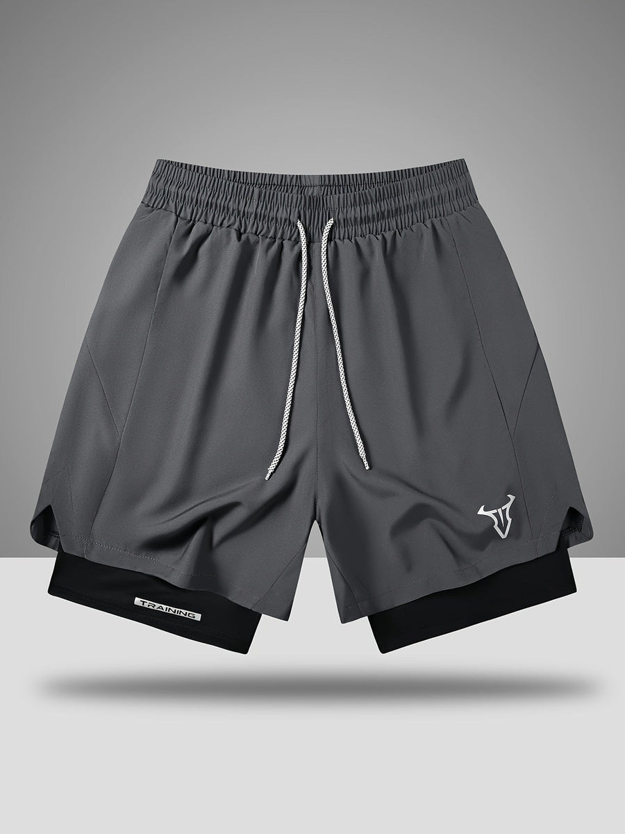 Herr Träningsshorts Sport Regular Fit med Fickor och Geometriskt Mönster