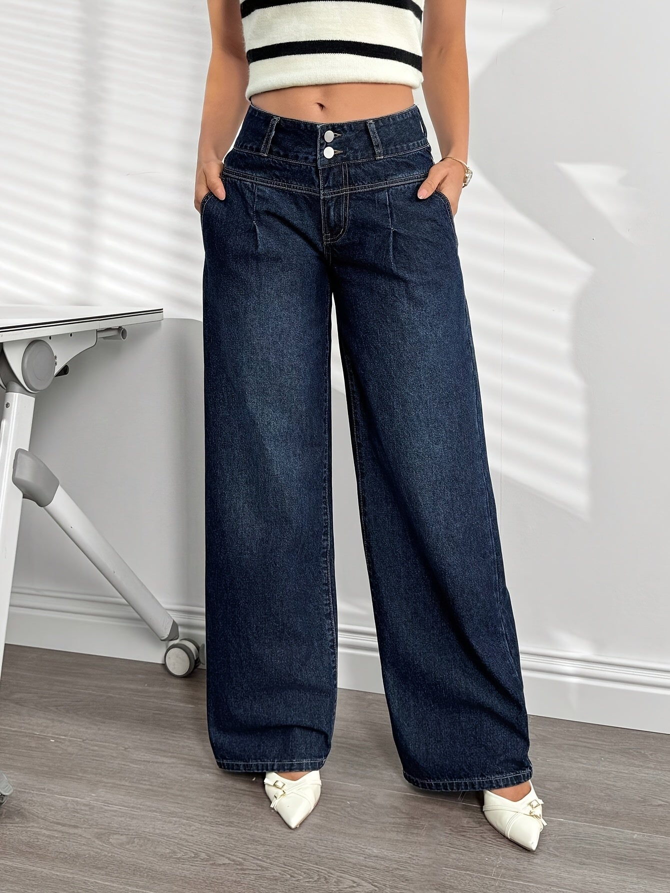 Dam Vida Byxor Hög Midja Vida Ben Casual Stil