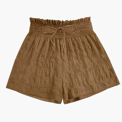 Damers avslappnade shorts med hög midja och smockad midjeresår – perfekta för sommar och vardag