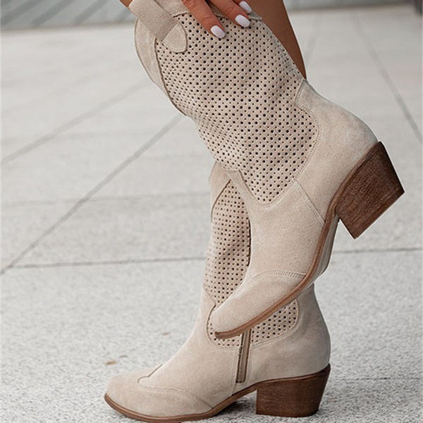 Susan – Mid-heel Boots i Bränd Suede