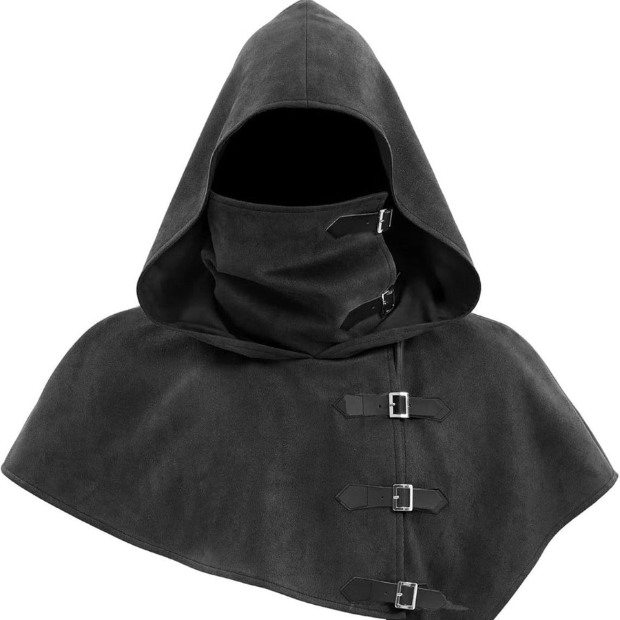Unisex Huvkappa med Spännen, Ansiktsskydd och Hög Krage i Mjukt Material