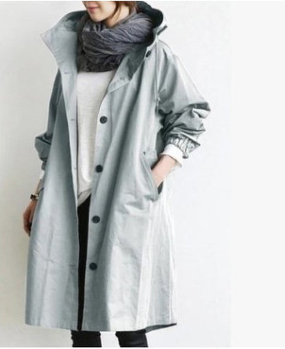 Grace – Casual Style Vindjacka med Medellång Midja och Långa Ärmar