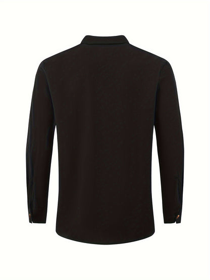 Herr Skjorta Casual Weekend med Ståkrage och Dekorativa Knappar - Elegant Vardagsstil