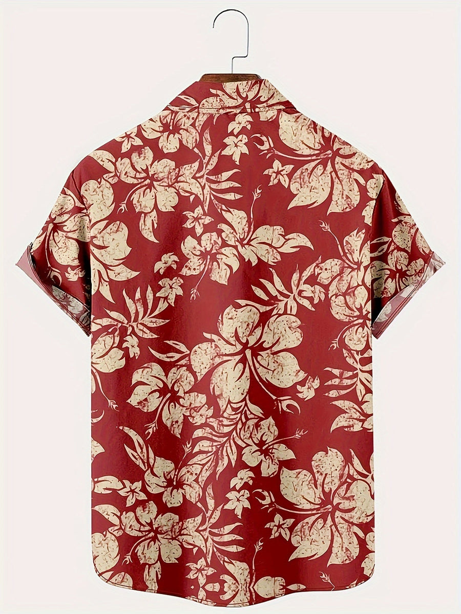 Herr Skjorta Hawaii-Style Blommig Kortärmad Sommar Semester