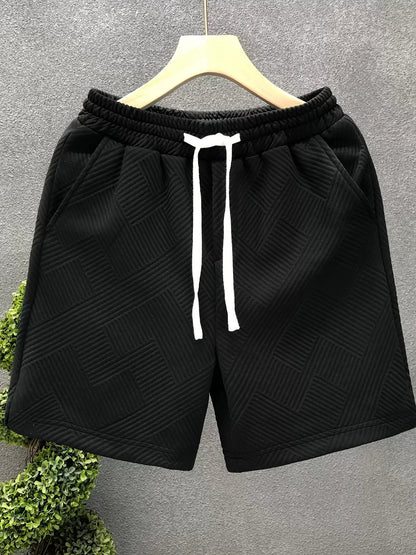 Herrshorts Avslappnad Stil Med Präglat Mönster För Fritid Och Träning