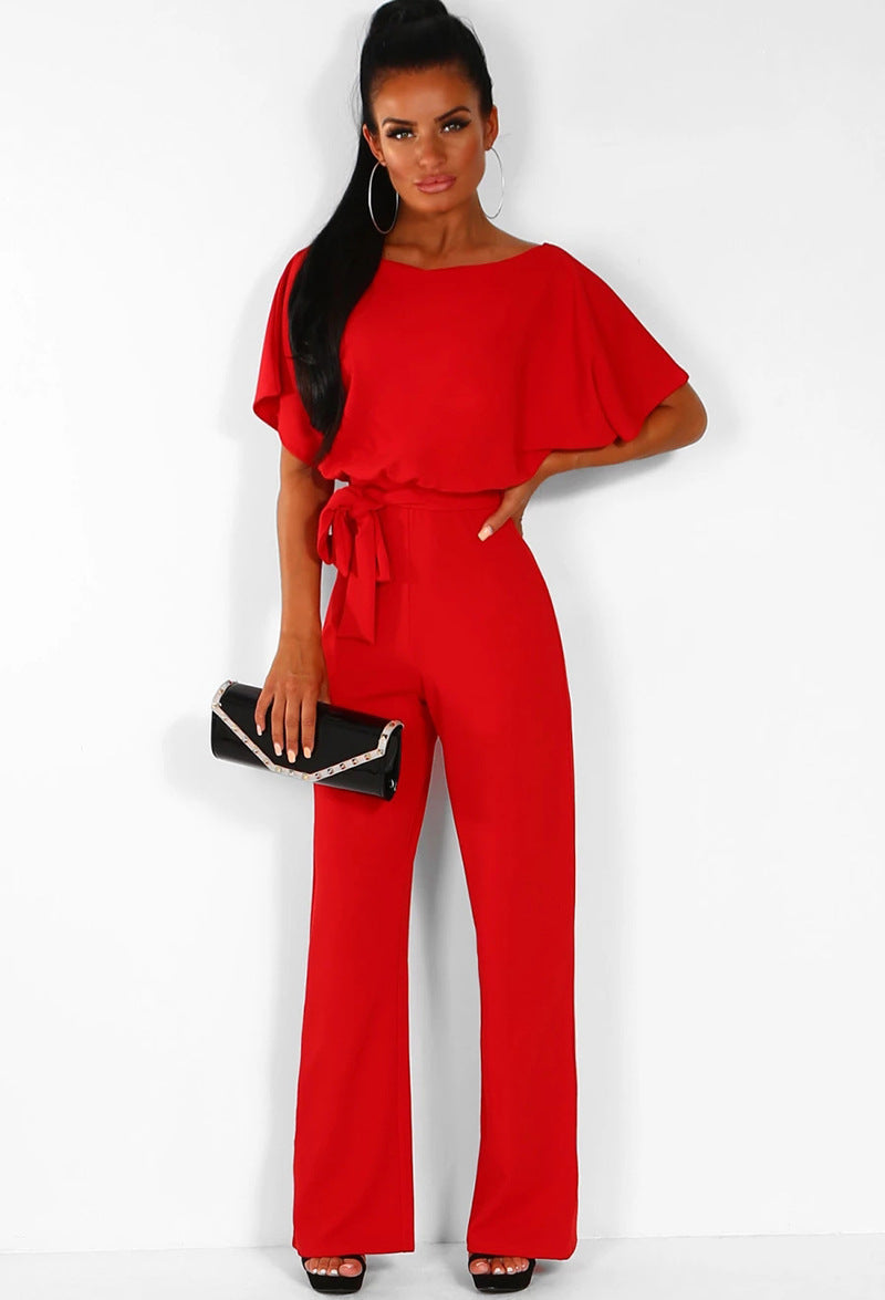 Jenny – Kortärmad Jumpsuit med Snörning i 7 Färger