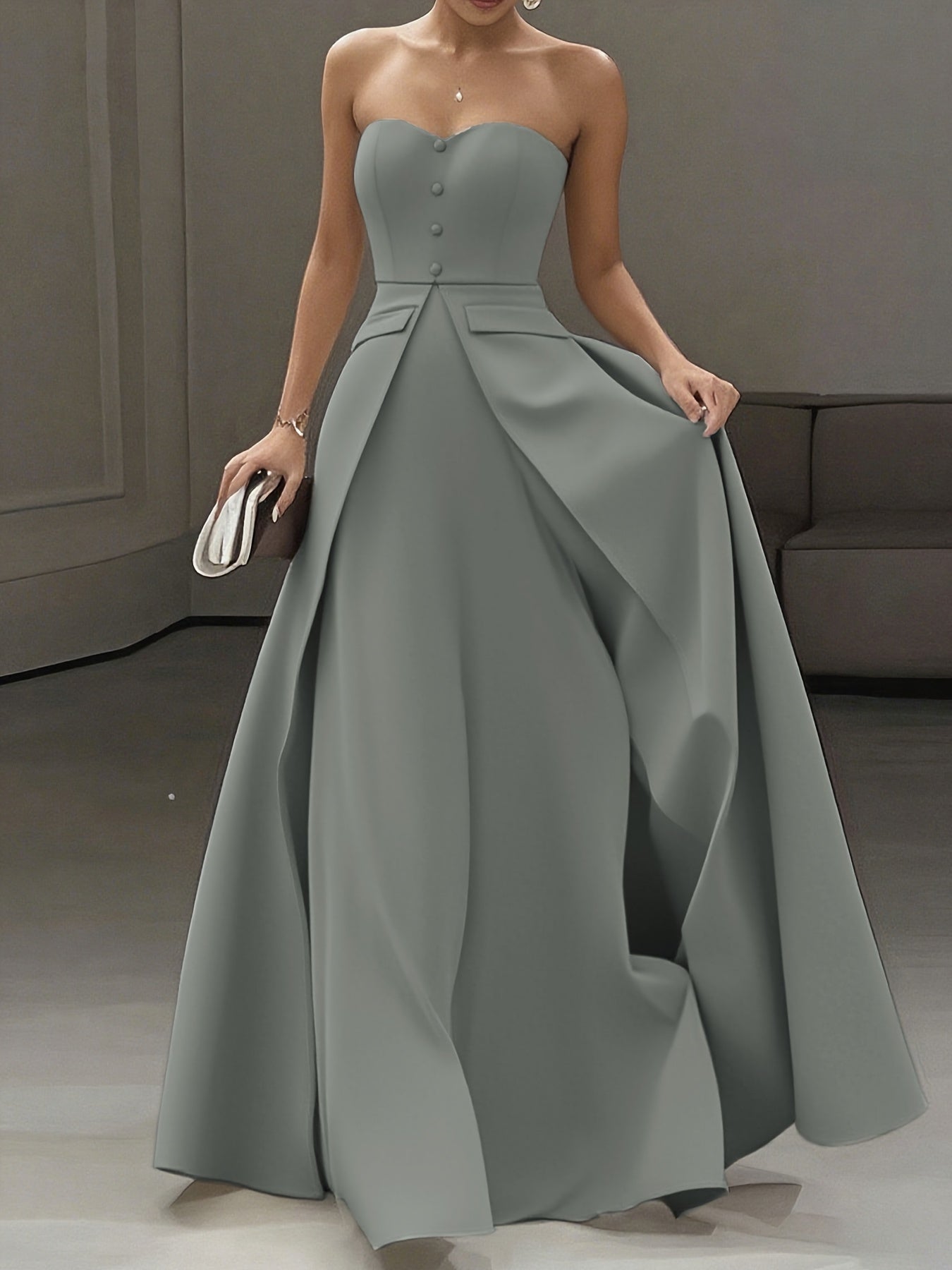 Dam Elegant Aftonklänning Bandeau Stil Fest och Gala
