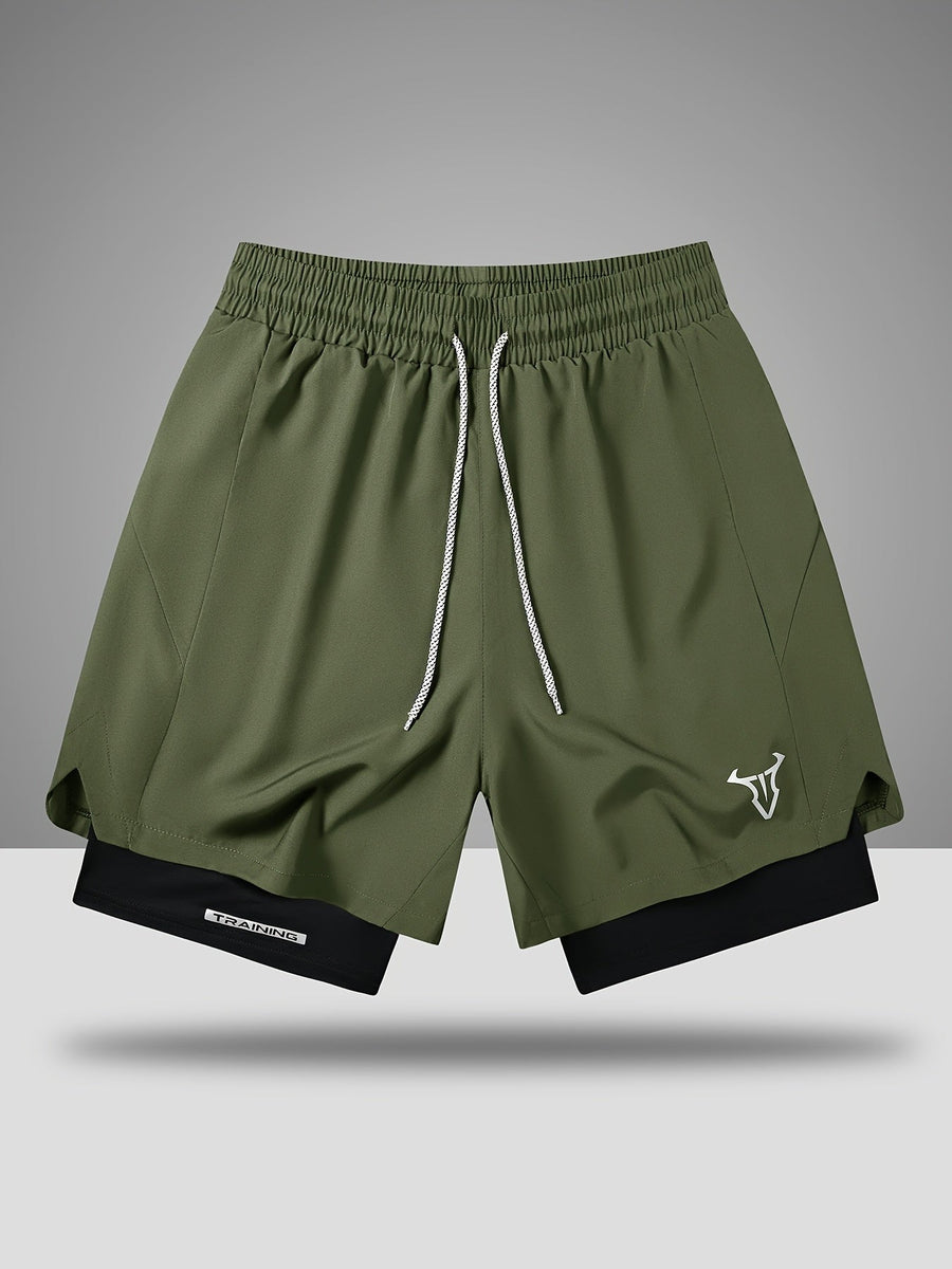 Herr Träningsshorts Sport Regular Fit med Fickor och Geometriskt Mönster