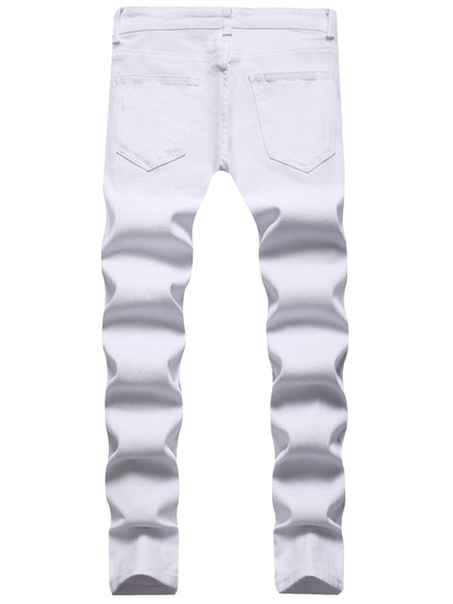 Justin – Slim Fit Rippade Denimjeans i Vitt