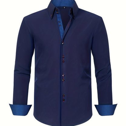 Herrskjorta Elegant Affärslook Långärmad Slim Fit – Perfekt för Kontor och Fest