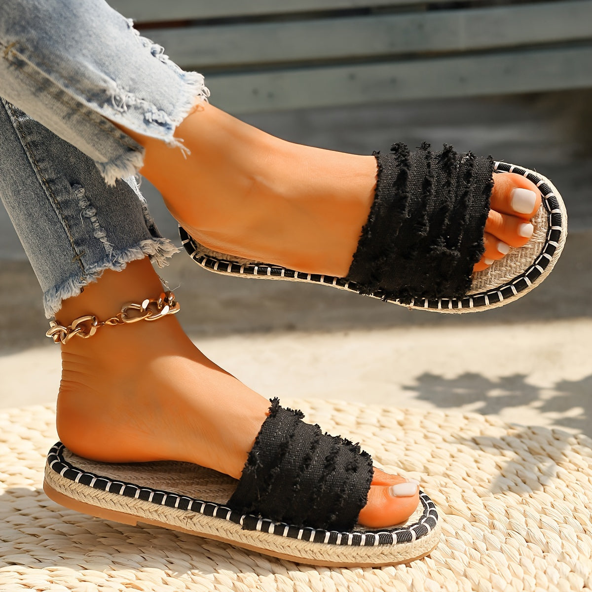 Dam Sandaler Bohemisk Slip-in Espadrille Stil för Sommar och Semester
