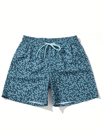 Herr Badshorts Sportig Stil med Snyggt Mönster – Perfekt för Strand och Pool