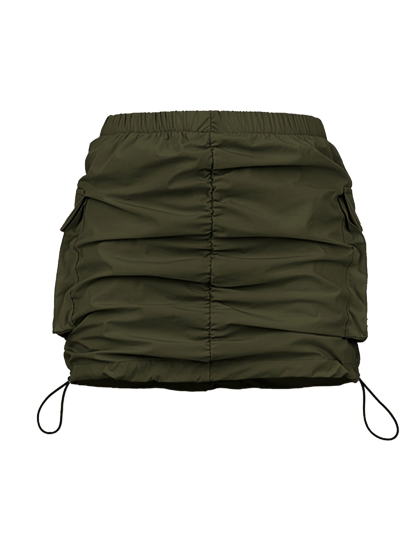 Dam Utility Minikjol med Rynk och Dragsko – Streetwear Stil och Funktionell Design
