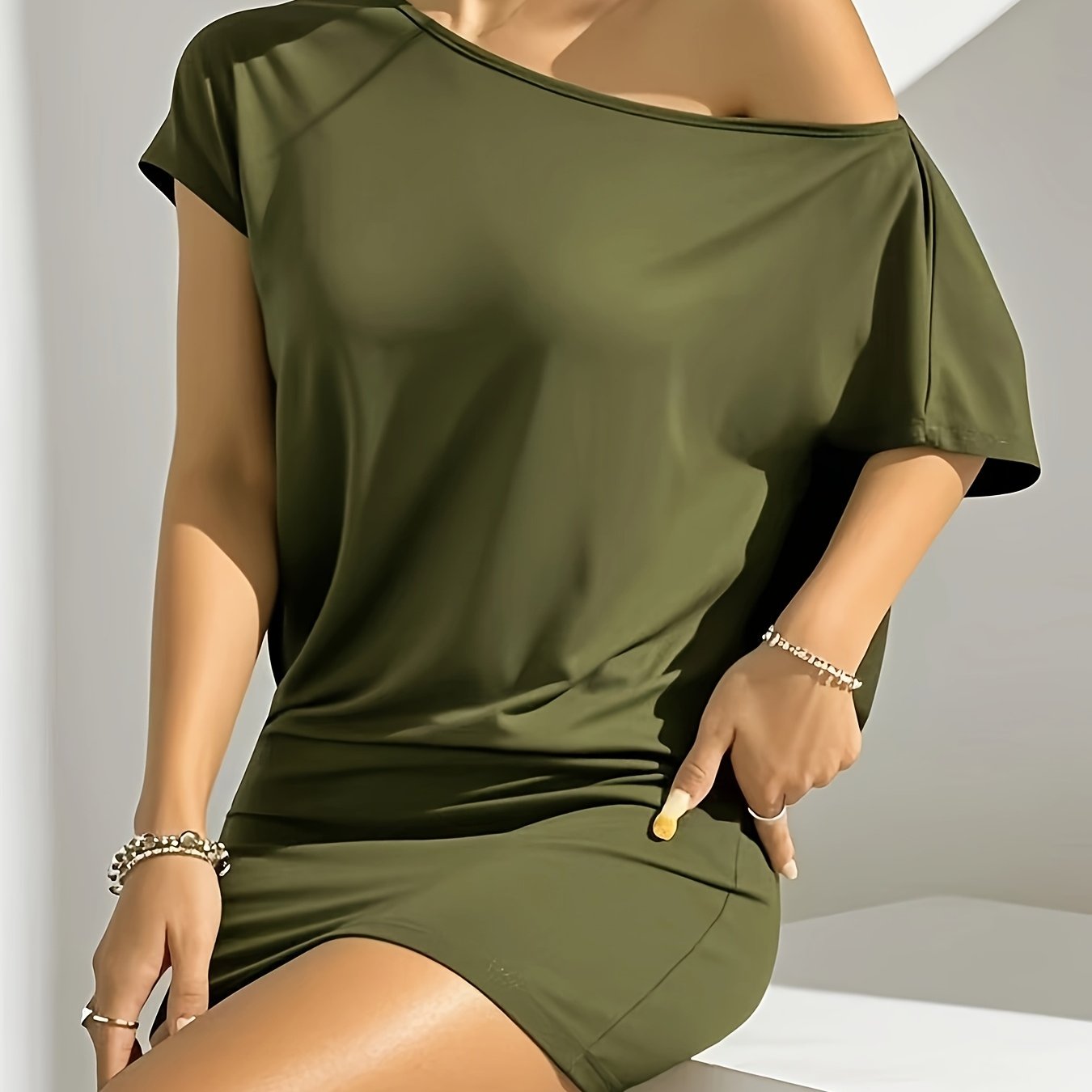Damklänning Mini Off Shoulder Elegant Vardagsstil – Perfekt för Dag och Kväll