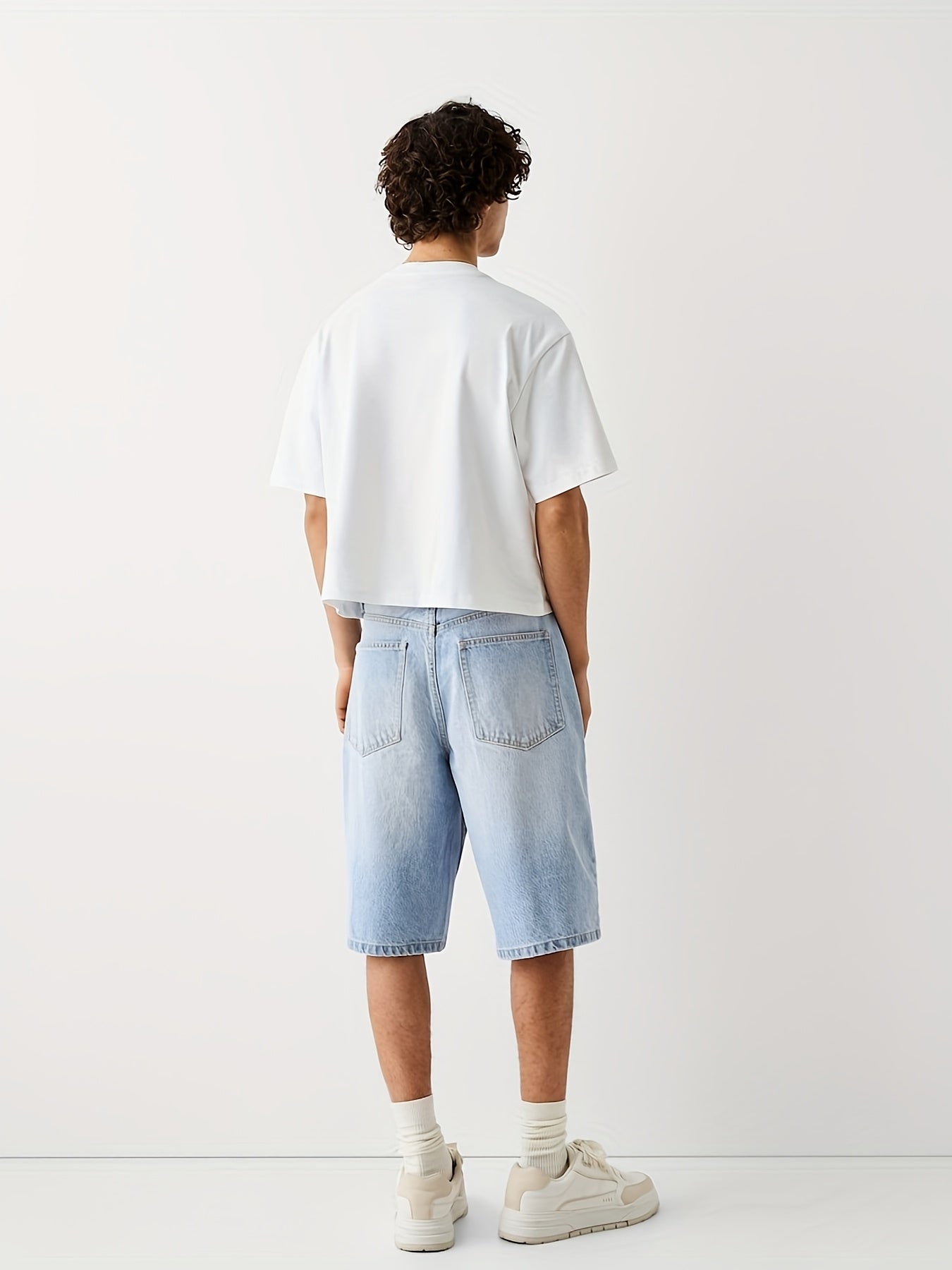 Herr Bermuda Jeansshorts Lös Passform Streetwear