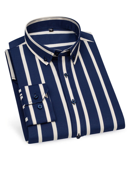 Herrskjorta Slim Fit Randig Stil för Vardagsbruk och Utekvällar