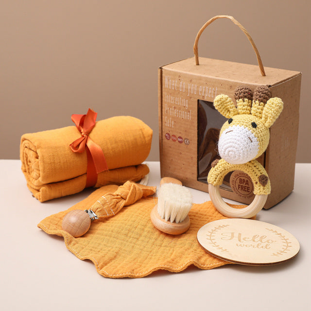 Unisex Baby Presentset med Djurtema – Perfekt Gåva för Nyfödda och Babyshower