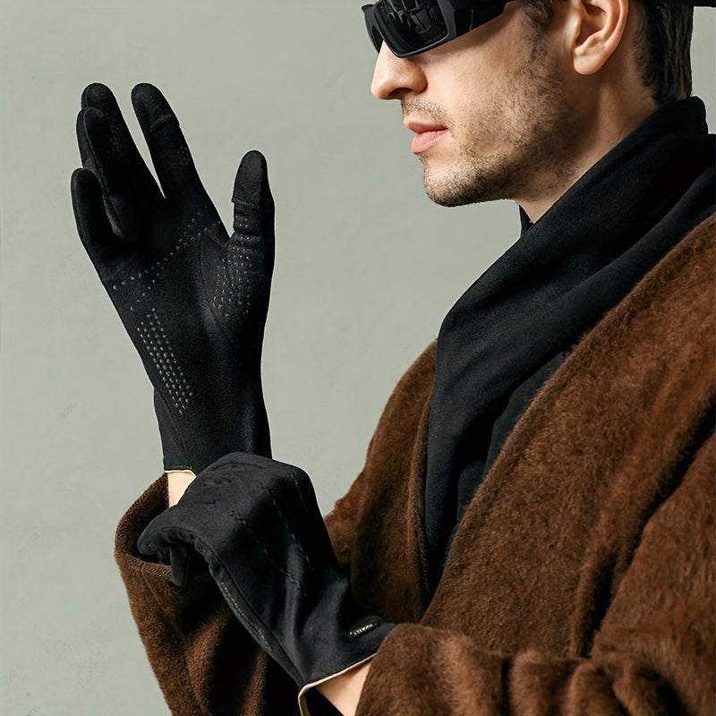 Unisex handskar i mjukt material med beröringsskärmsfingrar och prickmönster på handflatan