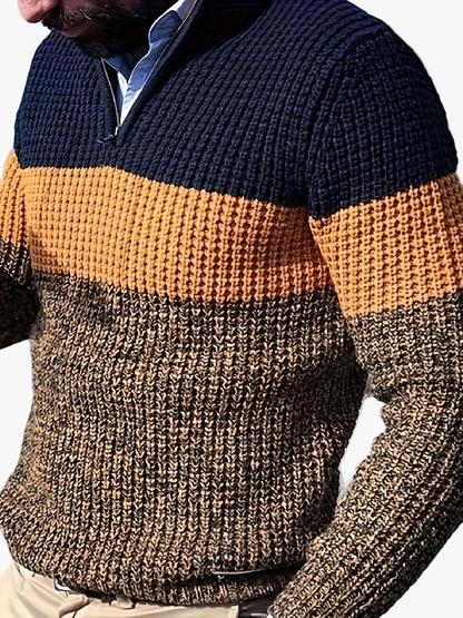 Herrtröja stickad med dragkedja – stilren och modern pullover för vuxna