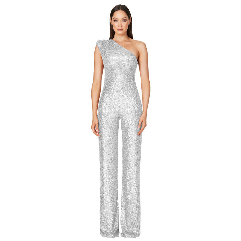 Sue – Ärmellös Enaxlad Paljett Jumpsuit