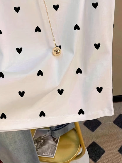 Dam T-shirt med Prickigt Elegant Mönster – Vardagsstil och Bekvämlighet